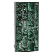 ABEEL - ABEEL Mobilskal till Samsung Galaxy S24 Ultra Mahjong Gr&ouml;n &Auml;kta l&auml;der