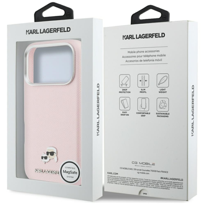 KARL LAGERFELD - Karl Lagerfeld Mobilskal För iPhone 17 Pro MagSafe Karl Head Logo - Rosa