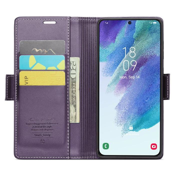 Caseme - CASEME Plånboksfodral Konstläder för Samsung Galaxy S21 FE 5G - Lila