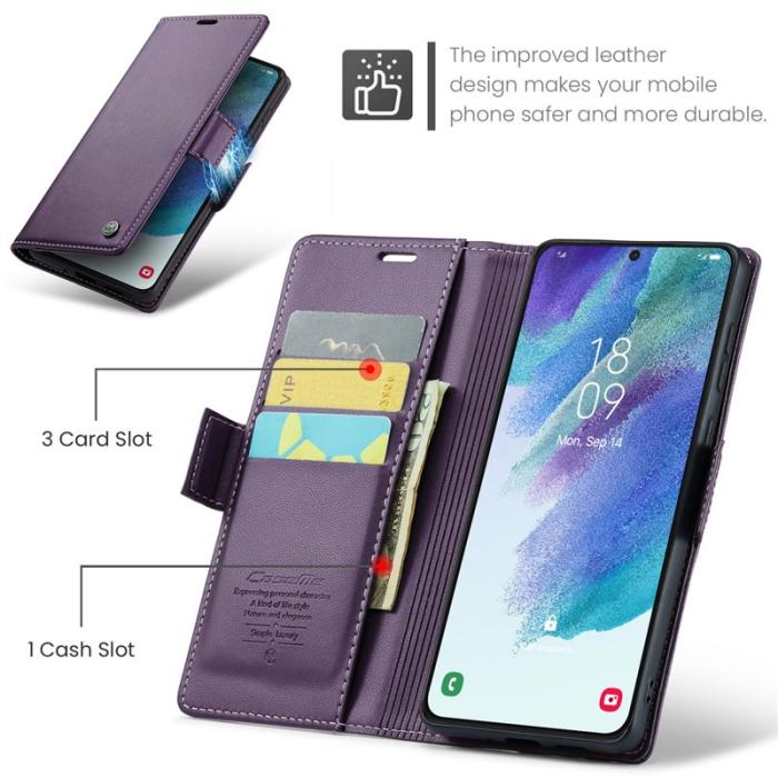 Caseme - CASEME Plånboksfodral Konstläder för Samsung Galaxy S21 FE 5G - Lila