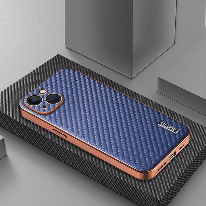 AZNS - AZNS iPhone 13 Fodral Electroplating KonstLäder - Blå