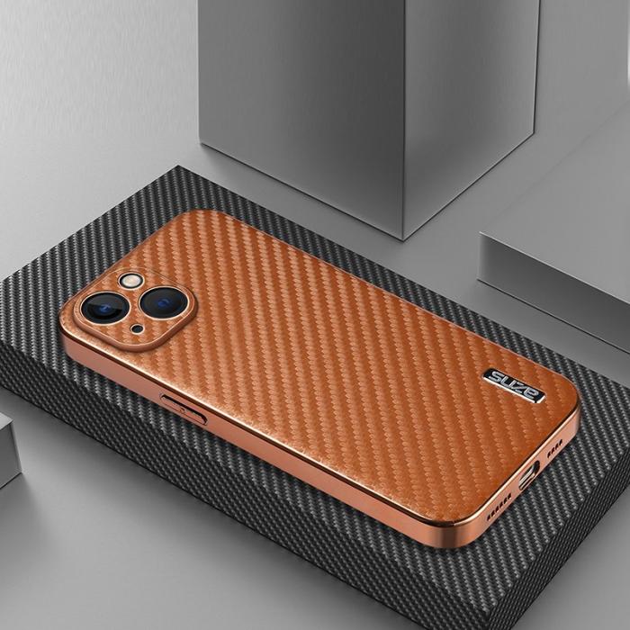 AZNS - AZNS iPhone 13 Fodral Electroplating KonstLäder - Brun