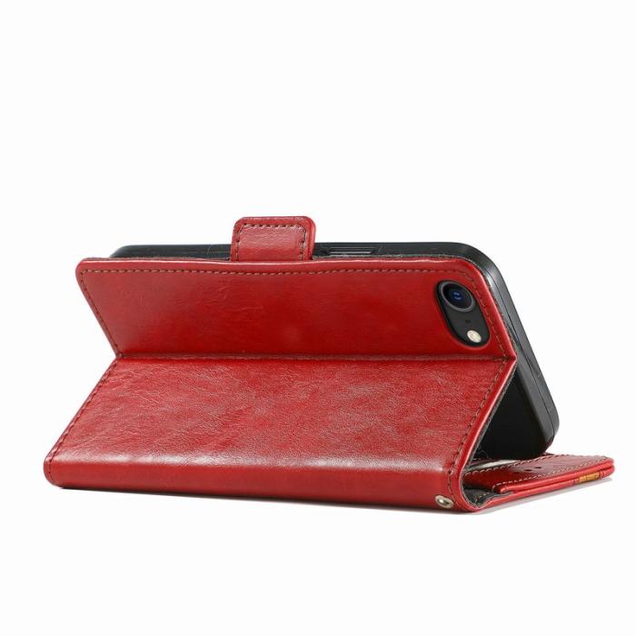 CASENEO - CASENEO iPhone SE (2022) / SE (2020) / 8 / 7 / 6 Konstläder Plånboksfodral - Röd