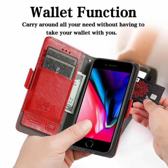 CASENEO - CASENEO iPhone SE (2022) / SE (2020) / 8 / 7 / 6 Konstläder Plånboksfodral - Röd