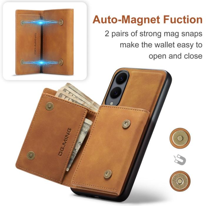 DG.MING - DG.MING M1 Series Mobilskal till Samsung Galaxy S25 Edge Kickstand Brun