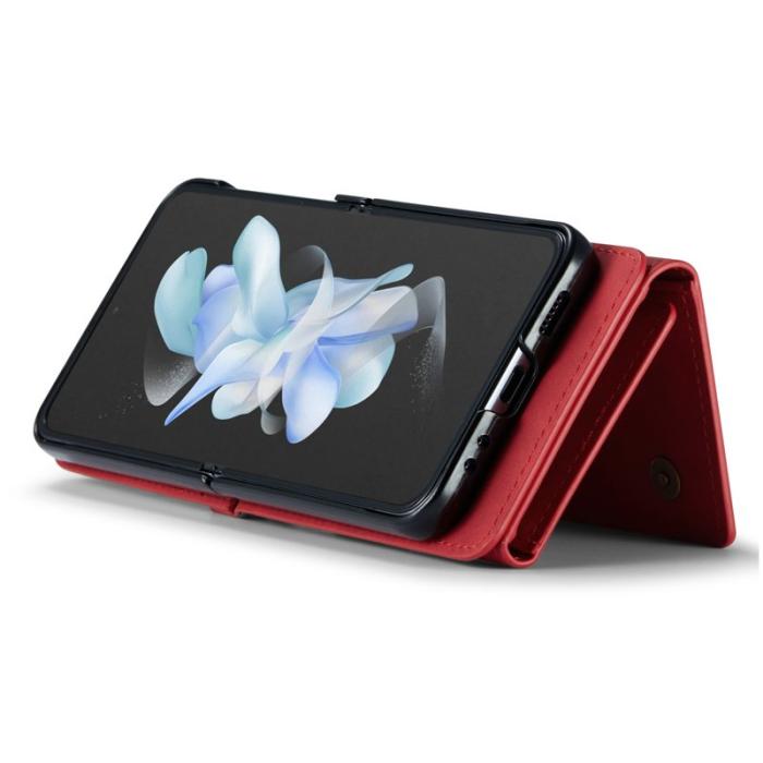 DG.MING - DG.MING Samsung Galaxy Z Flip4 Konstläder Plånboksfodral Röd