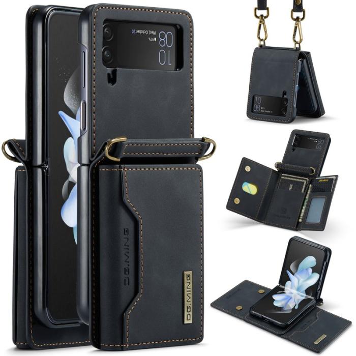 DG.MING - DG.MING Samsung Galaxy Z Flip4 Konstläder Plånboksfodral Svart
