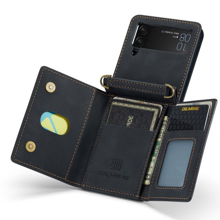 DG.MING - DG.MING Samsung Galaxy Z Flip4 Konstläder Plånboksfodral Svart