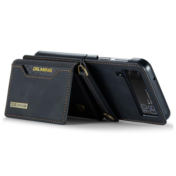 DG.MING - DG.MING Samsung Galaxy Z Flip4 Konstläder Plånboksfodral Svart