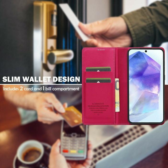 LC.imeeke - LC.IMEEKE L1 Series Samsung Galaxy A56 Plånboksfodral Konstläder - Röd