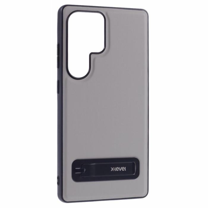 X-Level - X-LEVEL Galaxy S25 Ultra Fodral Konstläder belagt TPU Grå