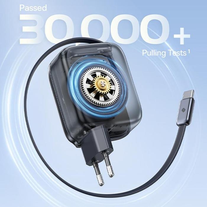 BASEUS - Baseus Snabbladdare 45W USB-C med Infällbar kabel EnerCore CJ11- Svart