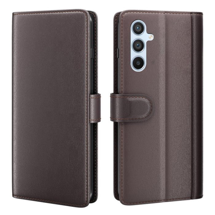 A-One Brand - Galaxy A54 5G Plånboksfodral Äkta Läder Folio Flip - Brun