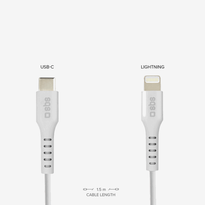 SBS - SBS USB-C - Lightning Kabel 1m MFi Certified - Vit