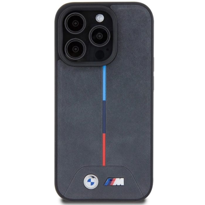BMW - BMW iPhone 15 Pro Mobilskal Magsafe M Quilted Tricolor - Grå