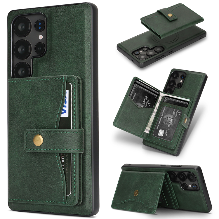 Galaxy S25 Ultra Mobilskal MagSafe Detachable Korthållare Kickstand (Grön) | 2353 | AlltMobil