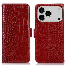 A-One Brand - iPhone 17 Pro Max Plånboksfodral Äkta läder Crocodile Texture