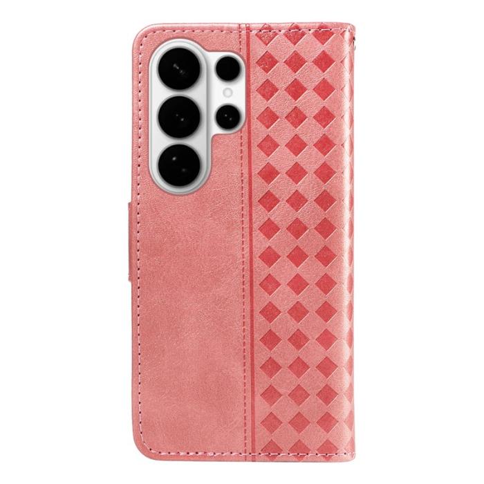 OEM - Samsung Galaxy S26 Ultra Fodral Äkta Läder Ställ - Roséguld