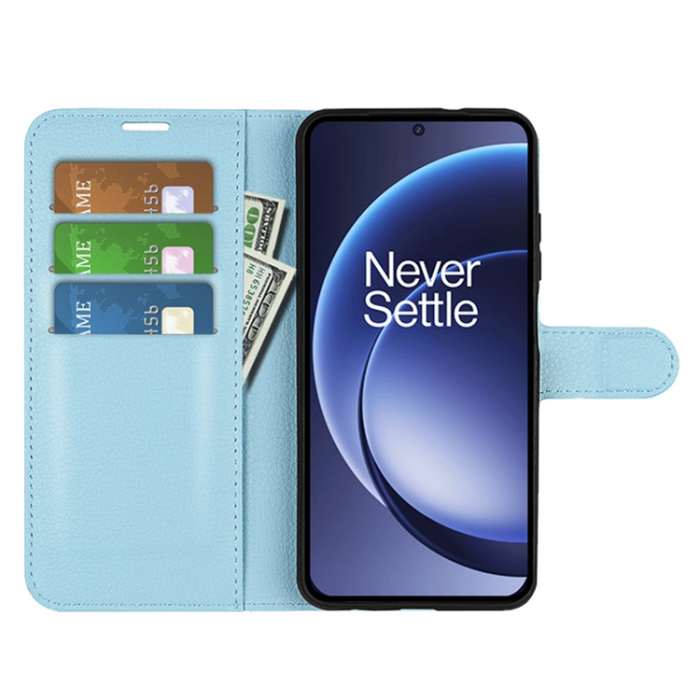 Amorus - AMORUS OnePlus 15 Plånboksfodral Litchi Shockproof - Blå