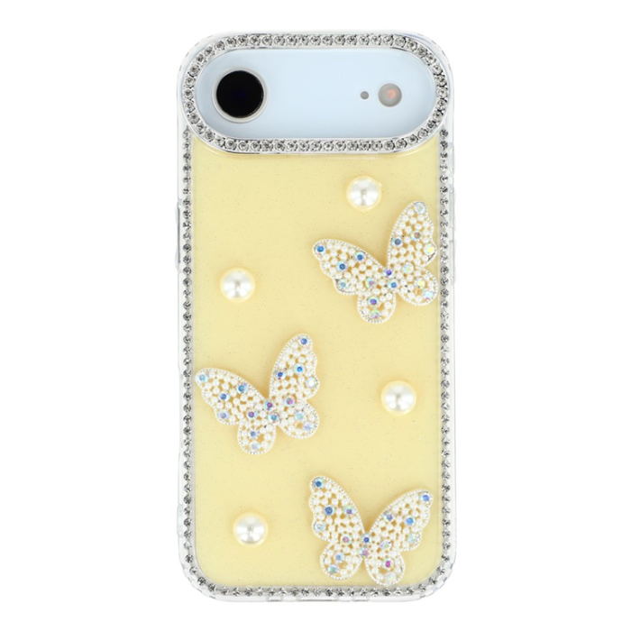 A-One Brand - iPhone Air Mobilskal Rhinestone Edge Pearl Butterfly