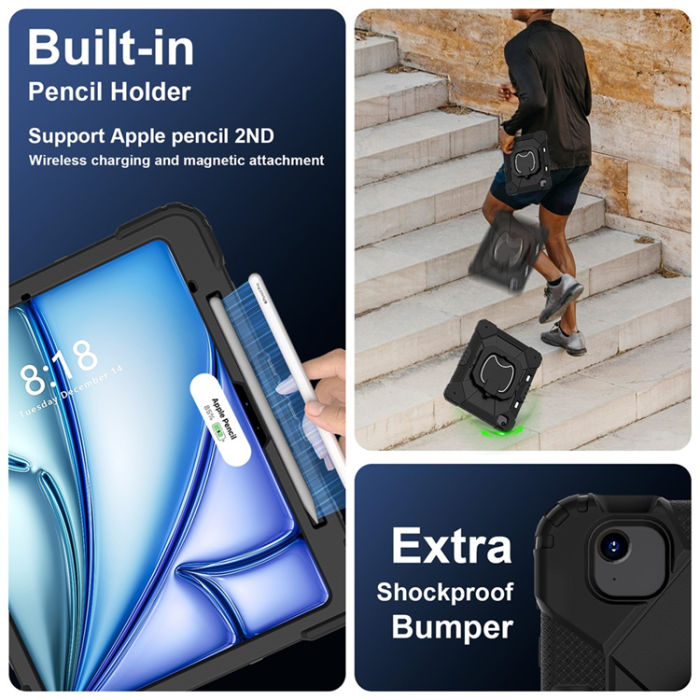 A-One Brand - iPad Air 13(2025/2024) Skal Kickstand - Svart/Svart