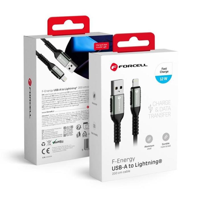 Forcell - Forcell USB-A till Lightning Kabel 12W 3m 2.4A Cafule - Svart