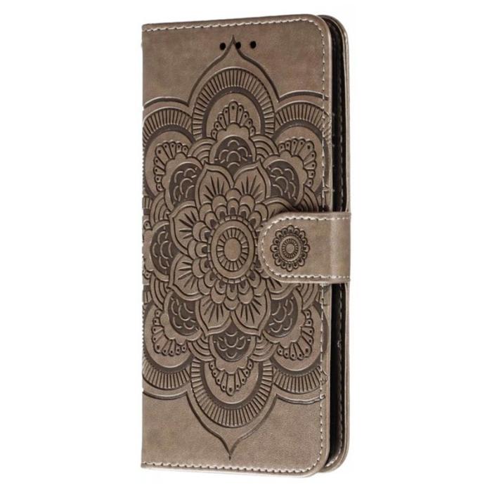OEM - Samsung Galaxy S26 Plånboksfodral Konstläder Mandala Tryck - Grå