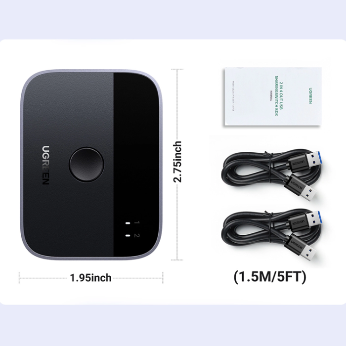 Ugreen - Ugreen 2in1 Adapter 2xUSB-A 3.0 (input) 2xUSB-A (output) - Grå
