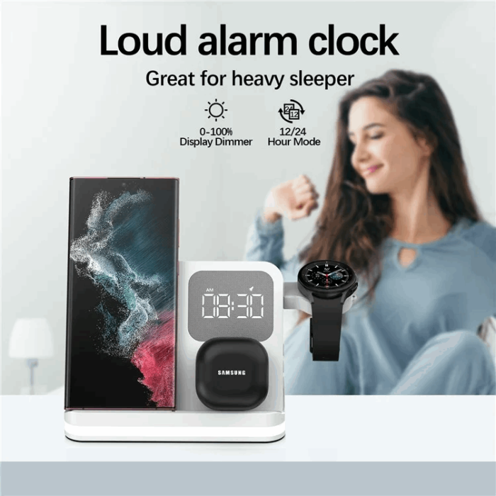 OEM - 3-in-1 Trådlös Laddare 15W Samsung Galaxy - Buds - Watch - Vit
