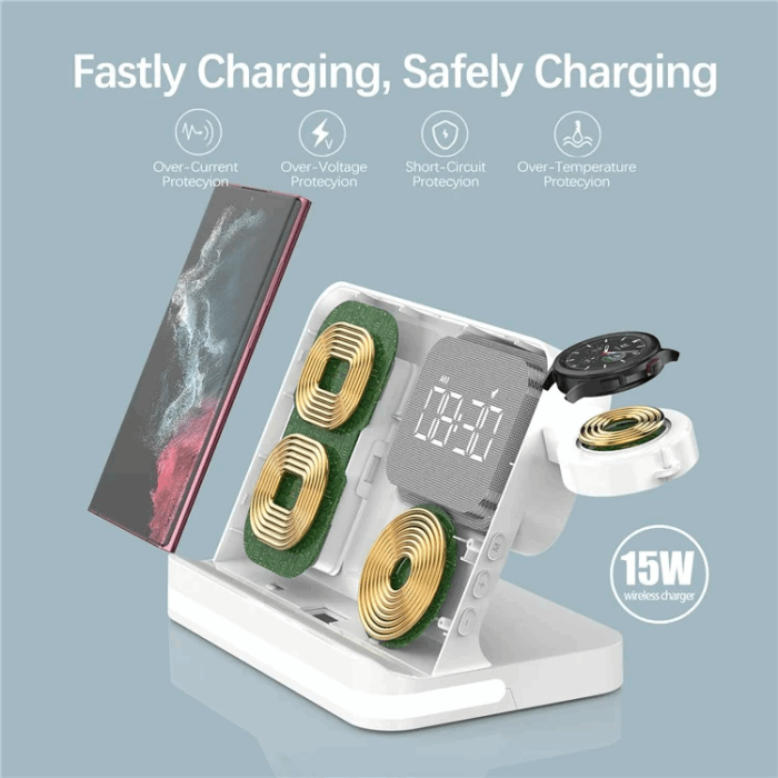 OEM - 3-in-1 Trådlös Laddare 15W Samsung Galaxy - Buds - Watch - Vit