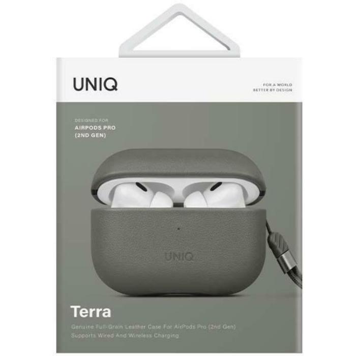 UTGATT1 - Uniq Airpods Pro 2 Skal Äkta Läder Terra - Lichen Grön