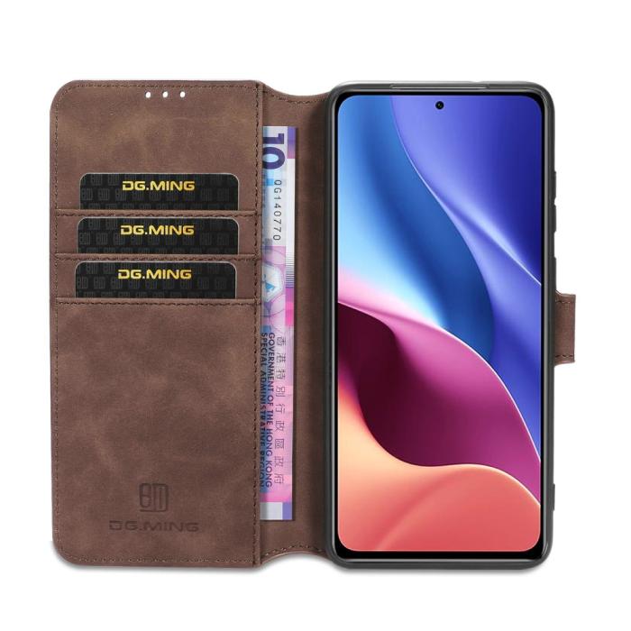 UTGATT1 - DG.MING Retro Plånboksfodral till Xiaomi Mi 11i / Poco F3 - Coffee