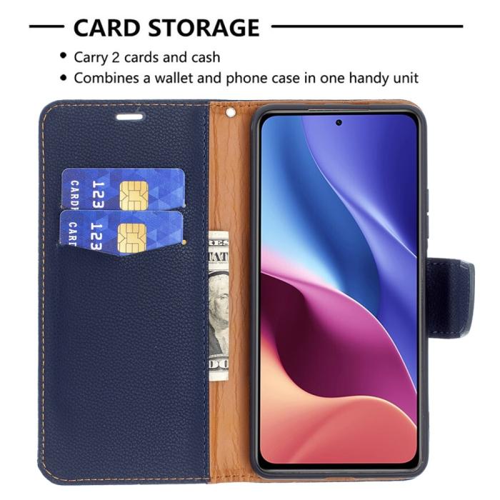 A-One Brand - Litchi Plånboksfodral till Xiaomi Mi 11i / Poco F3 - Blå