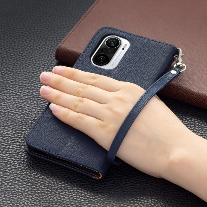 A-One Brand - Litchi Plånboksfodral till Xiaomi Mi 11i / Poco F3 - Blå