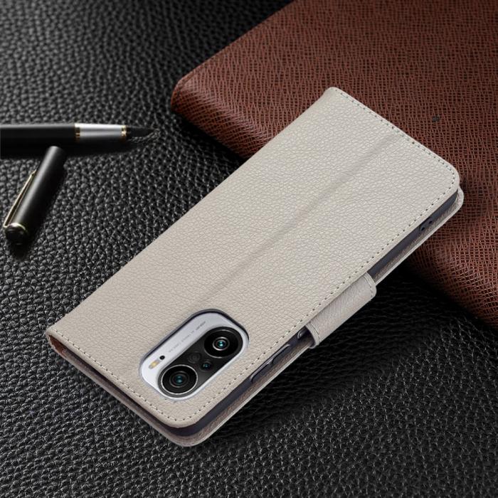 OEM - Litchi Plånboksfodral till Xiaomi Mi 11i / Poco F3 - Grå