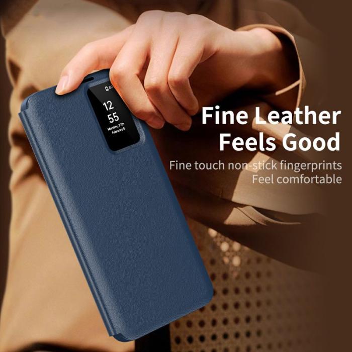 OEM - Mobilskal till Samsung Galaxy S26 Ultra PU Läder Smart View - Safir