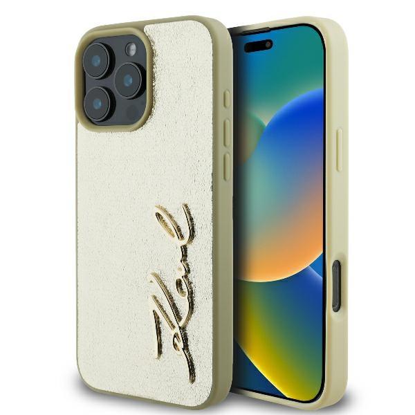 Karl Lagerfeld iPhone 16 Pro Mobilskal Metal Signature - Guld | 2353 | AlltMobil