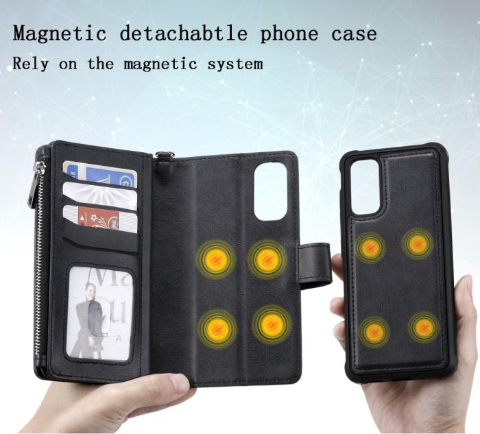 A-One Brand - Zipper Magnet Plånboksfodral till Galaxy S20 - Svart