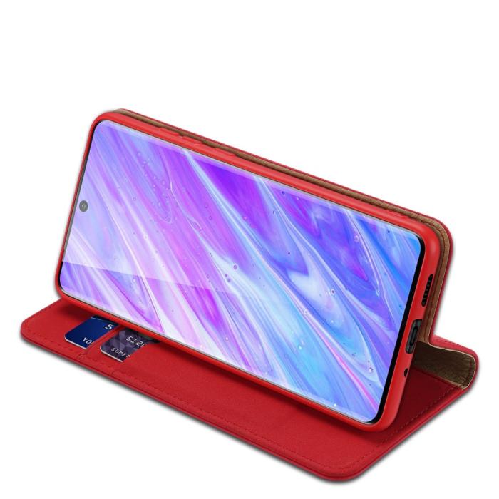 UTGATT1 - Dux Ducis Wish Series Äkta Läderfodral till Galaxy S20 - Röd