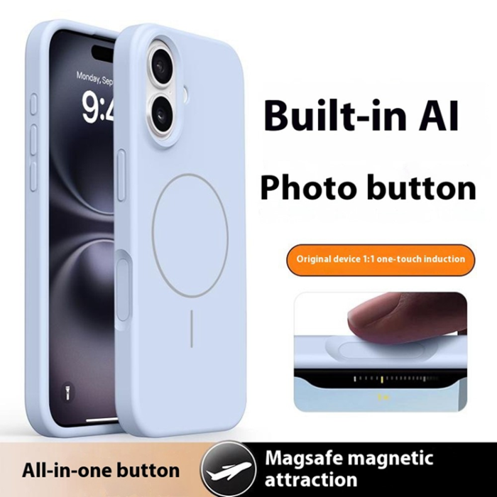 A-One Brand - iPhone 16 Mobilskal MagSafe Liquid Silikon Microfiber Lining - Blå