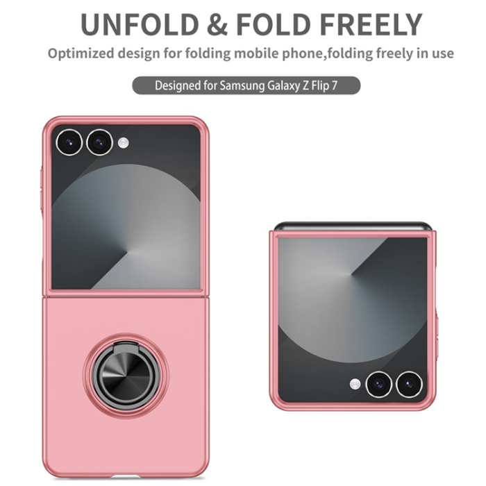 A-One Brand - Galaxy Z Flip 7 5G Mobilskal Rotatable Ring Kickstand - Rosa