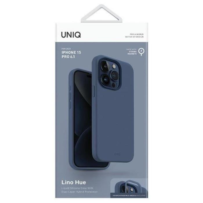 UNIQ - UNIQ iPhone 15 Pro Mobilskal Magsafe Lino Hue - Marinblå