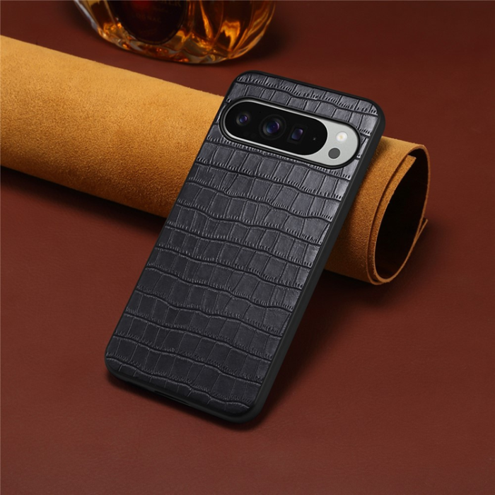 A-One Brand - Google Pixel 10 Pro XL Mobilskal Crocodile Texture - Svart