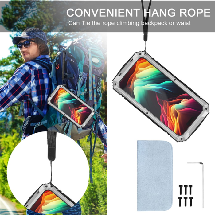 R-JUST - R-JUST iPhone 15 Pro Mobilskal med Härdat Glas - Silver