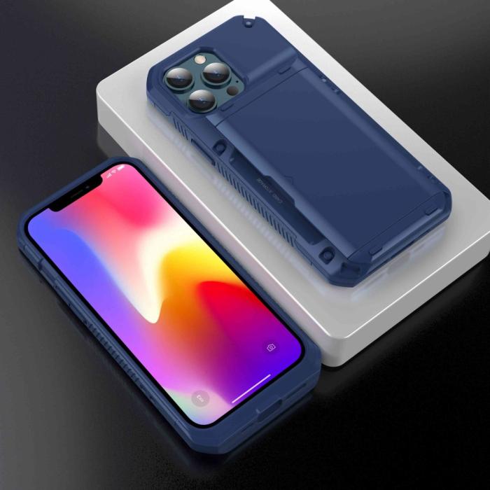 OEM - iPhone 13 Pro Max Skal Med Kortfack - Blå