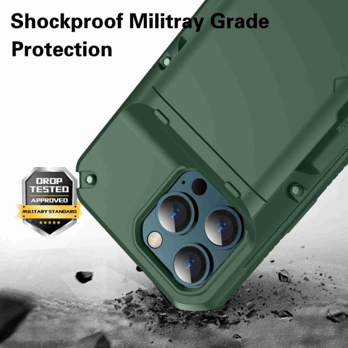 OEM - iPhone 13 Pro Max Skal Med Kortfack - Grön