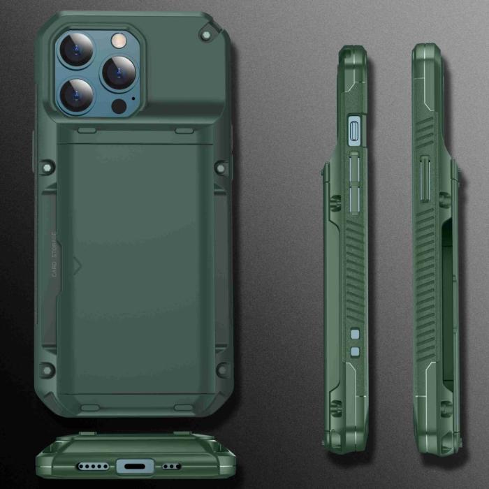 OEM - iPhone 13 Pro Max Skal Med Kortfack - Grön