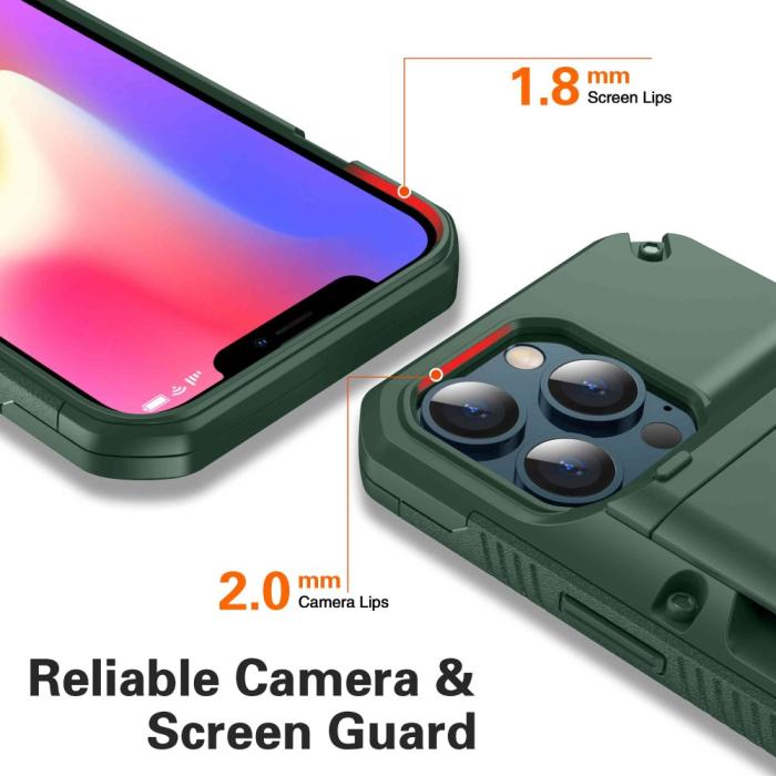 OEM - iPhone 13 Pro Max Skal Med Kortfack - Grön