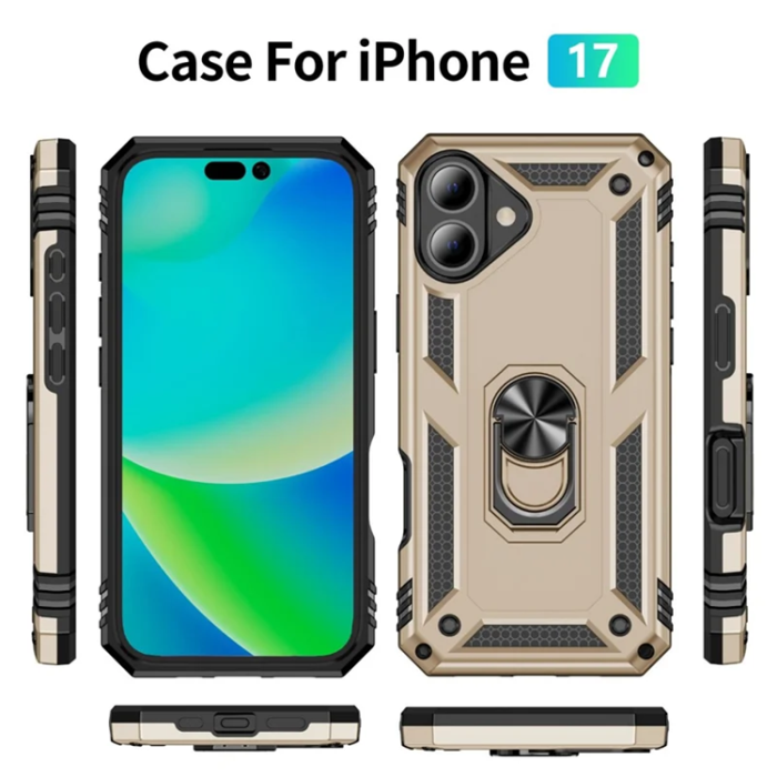  - iPhone 17 Mobilskal med Kickstand - Guld