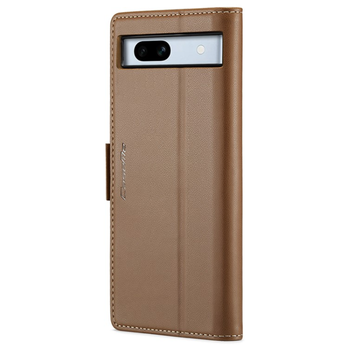 Caseme - Caseme Google Pixel 7A Plånboksfodral RFID Litchi - Brun